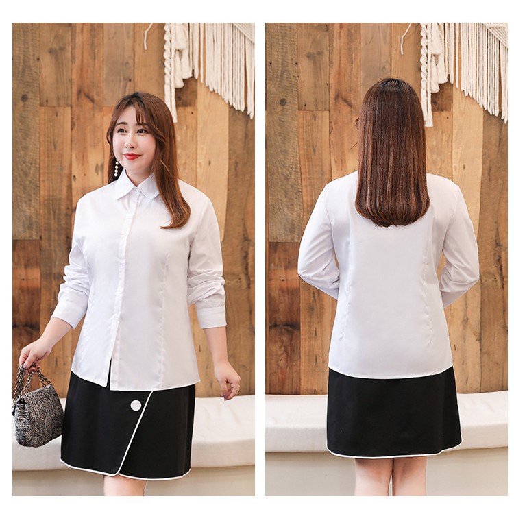 Áo Sơ Mi Công Sở Nữ Tay Dài Dáng Rộng Màu Sắc Nhã Nhặn Size 6XL-10XL