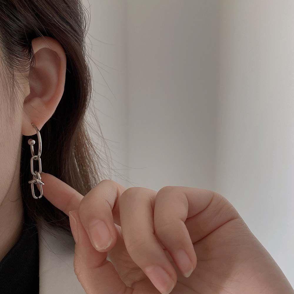 Bông Tai Dáng Dài Thắt Nút Họa Tiết Hình Học Phong Cách Hàn Quốc Thời Trang Cho Nữ