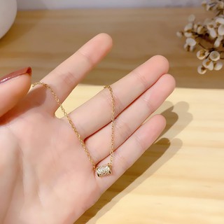 vòng cổ Thép Titan Mặt Hình Trụ Đính Đá Zircon / Dây Chuyền