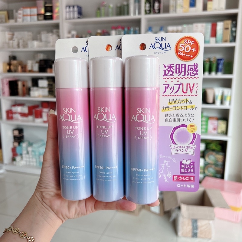 Xịt Chống Nắng Skin Aqua ( nâng tone, không trôi , không lem )