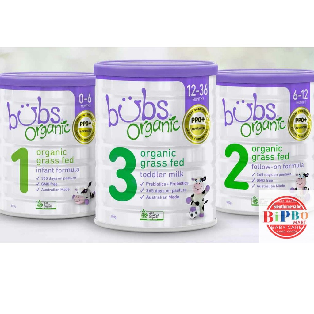 Sữa bò Bubs Organic Úc số 1,2,3 800gr