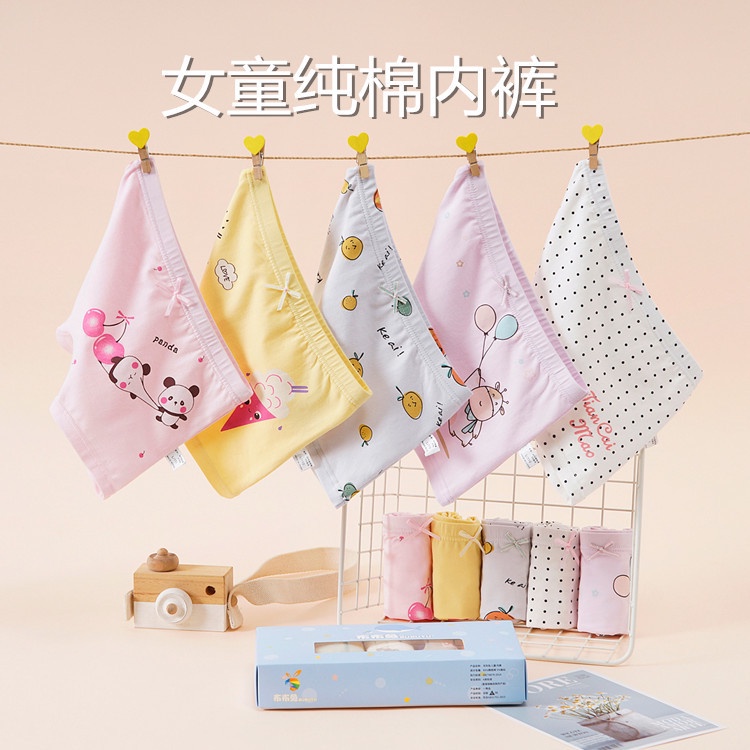 Bộ 5 QuầN LóT Boxer Cotton HọA TiếT HoạT HìNh Cho Bé GáI (3-12 TuổI)