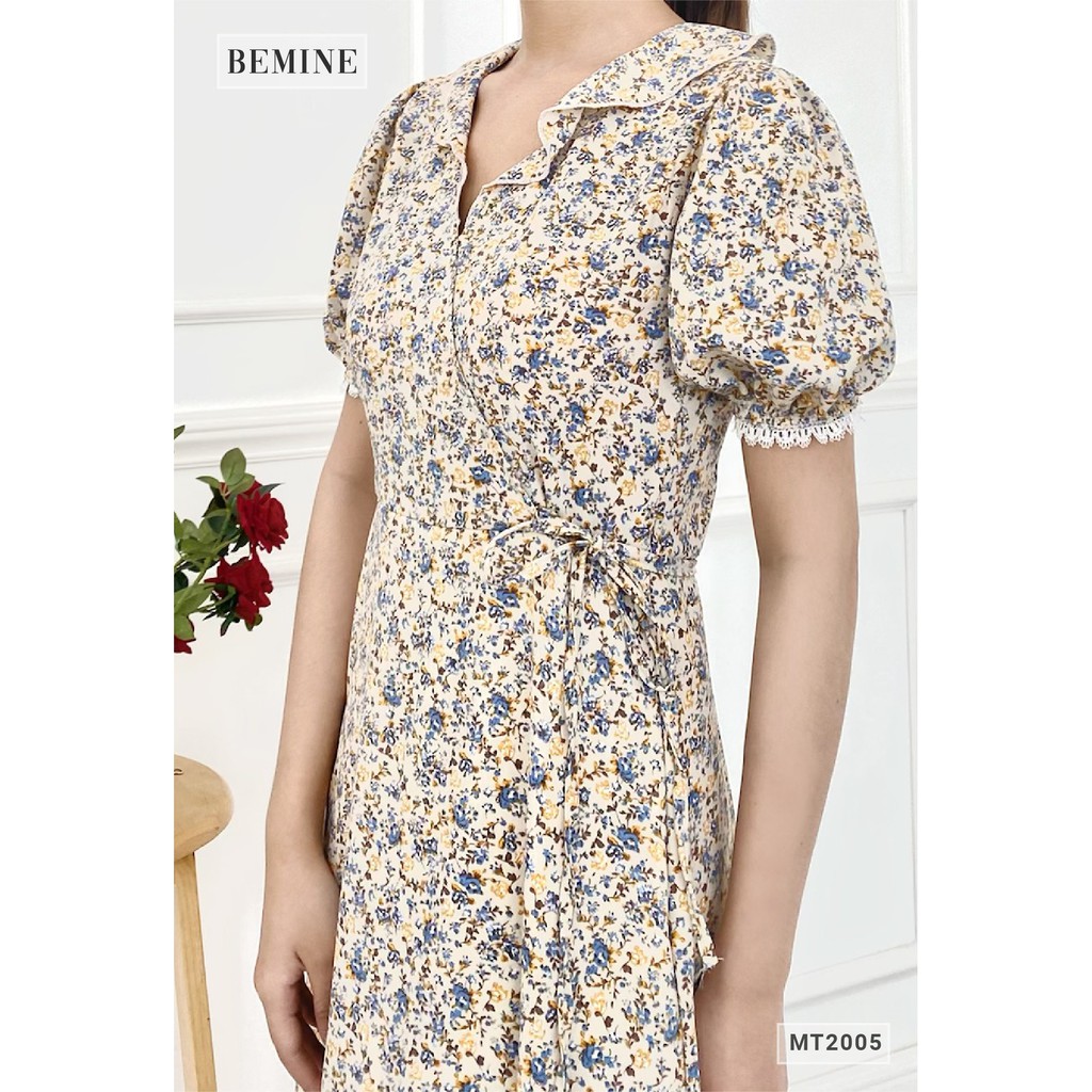 Đầm hoa cổ bèo ngực chéo cột eo BEMINE MT2005DA | BigBuy360 - bigbuy360.vn