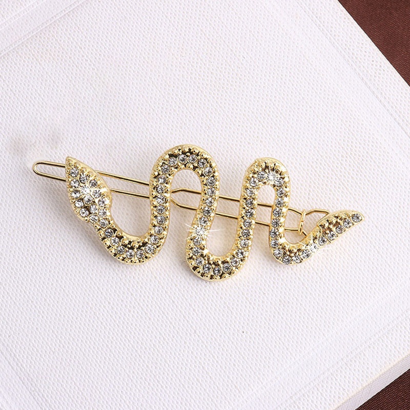 Kẹp Tóc Kim Loại Hình Rắn Đính Đá Pha Lê