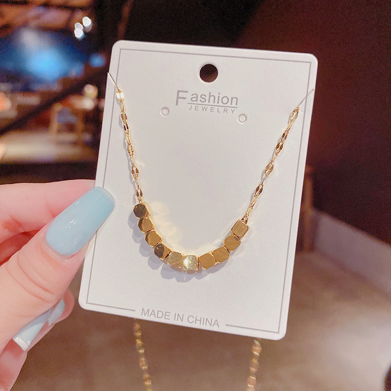 Dây chuyền vàng mạ 18k TITAN KHÔNG GỈ vòng cổ titan nữ mặt hình lập phương thiết kế thời trang trang tao nhã trang sức titan cao cấp 2021