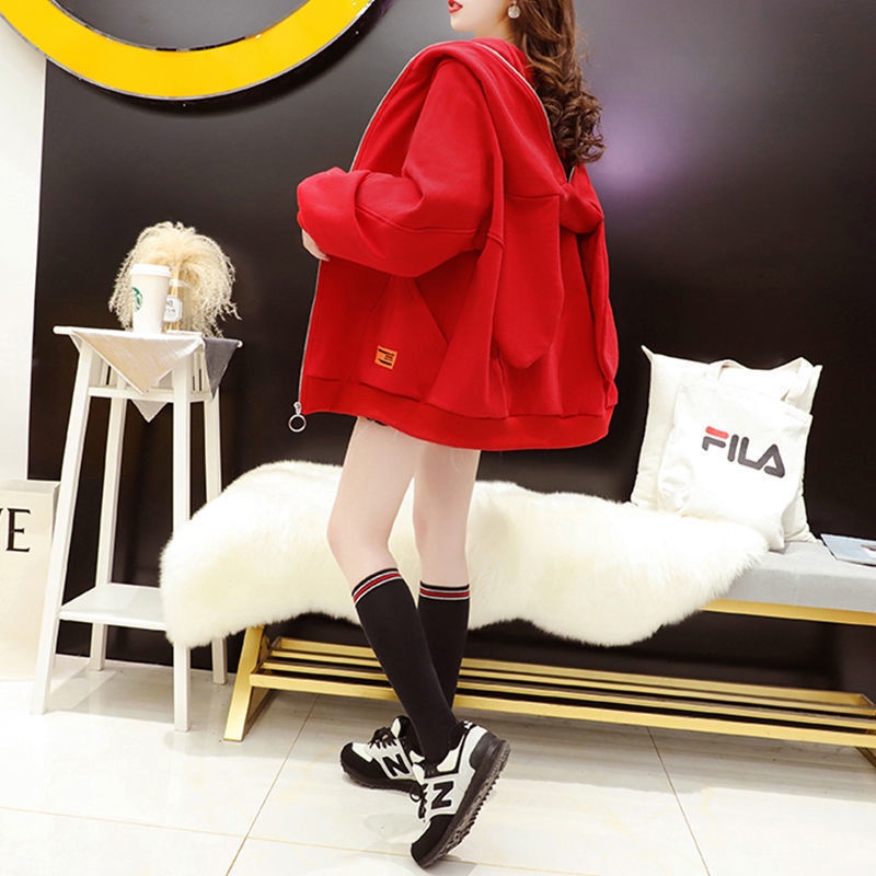 Áo khoác cardigan có mũ trùm tai thỏ thời trang mùa thu hàng mới Hàn Quốc 2021 dành cho bạn nữ
