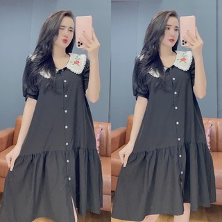 Đầm cổ thêu form xoè đuôi cá (hình thật-video)