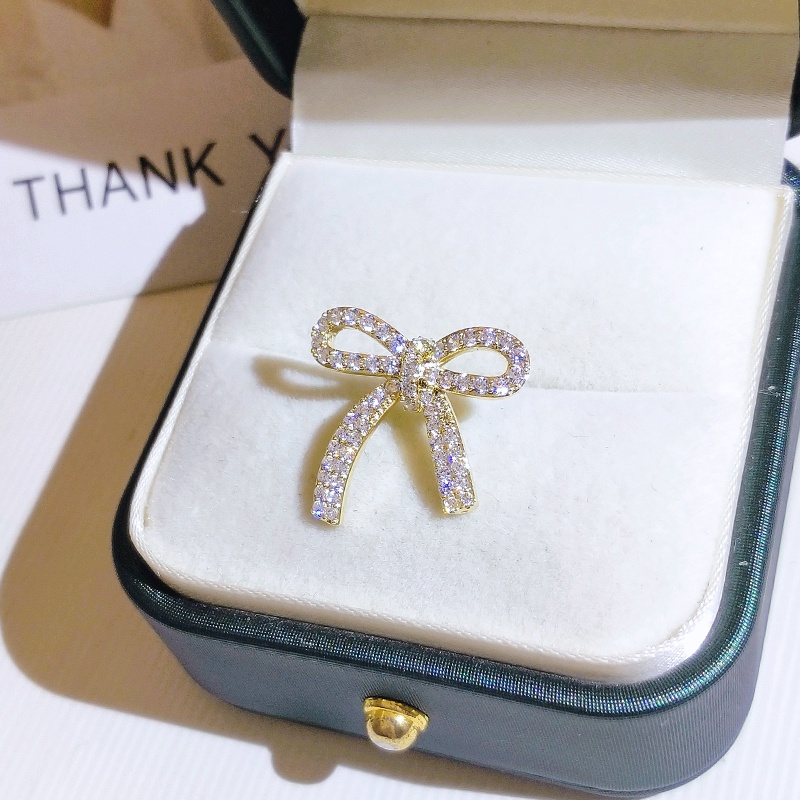[Jiudolan] Ghim Cài Áo Sơ Mi Thắt Nơ Đính Đá Sáng Bóng Thanh Lịch Thời Trang Hàn Quốc Cho Nữ