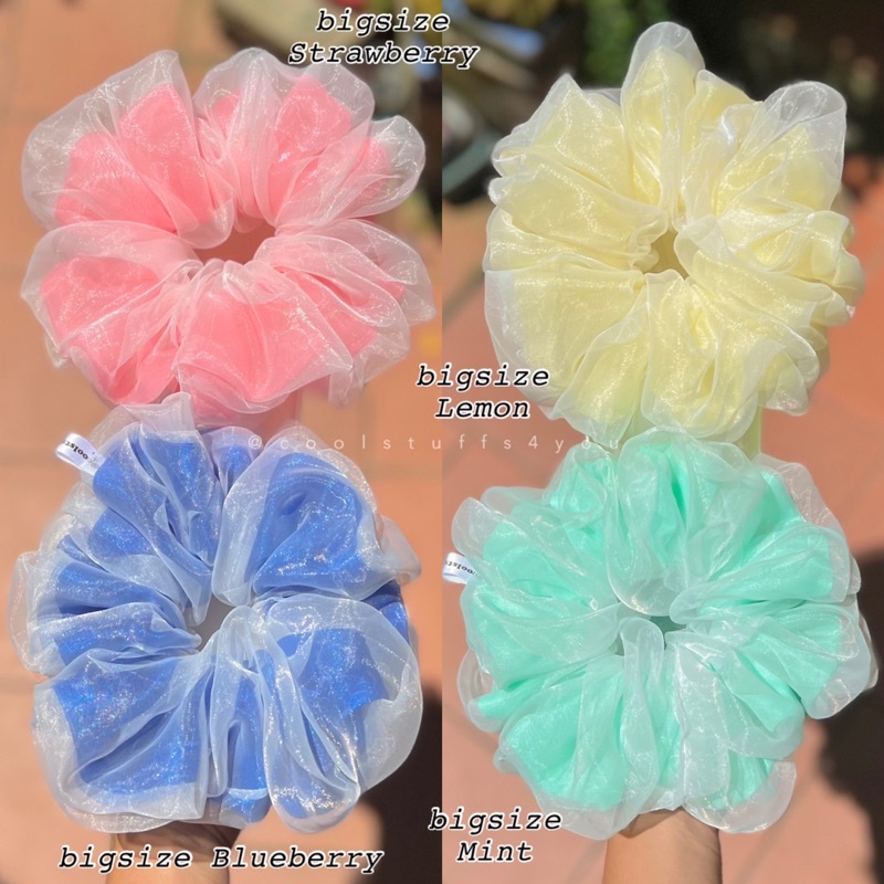 Buộc Tóc Scrunchies Thiết Kế Voan 2 Lớp Vải Phối Màu Bigsize Siêu To