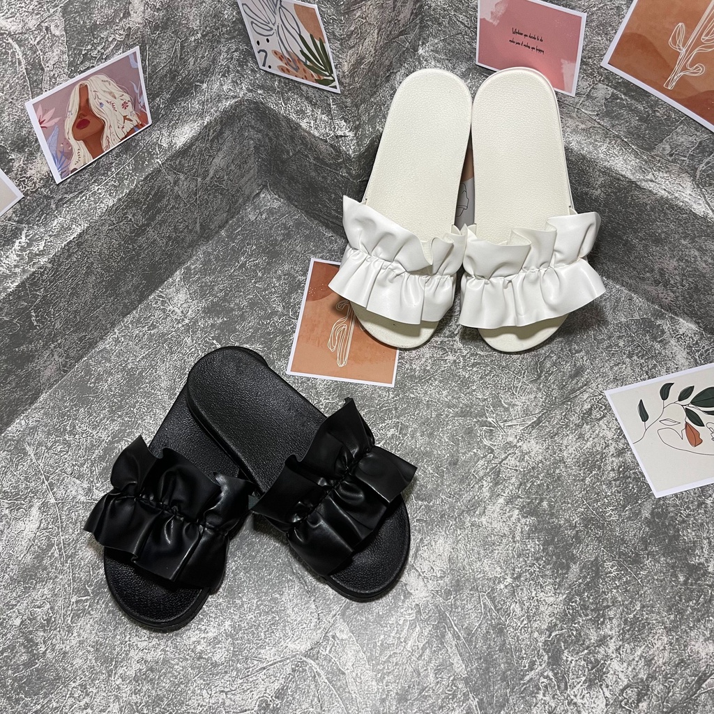 Dép Quai Ngang, Họa Tiết Nơ Xinh Xắn, Đế Xốp Êm Chân
