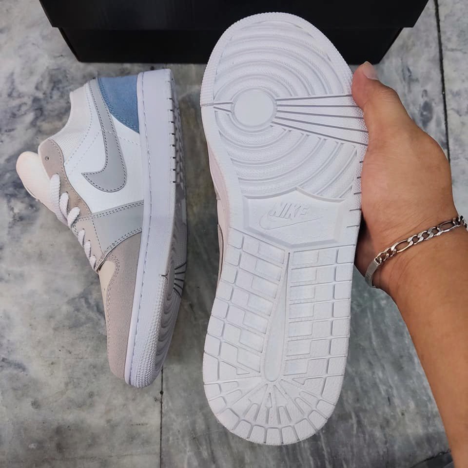 Giày 𝐉𝐨𝐫𝐝𝐚𝐧 1 low paris xám xanh nam nữ cổ thấp, Giày thể thao sneaker JD 1 paris hàng loại đẹp Full Box Bill