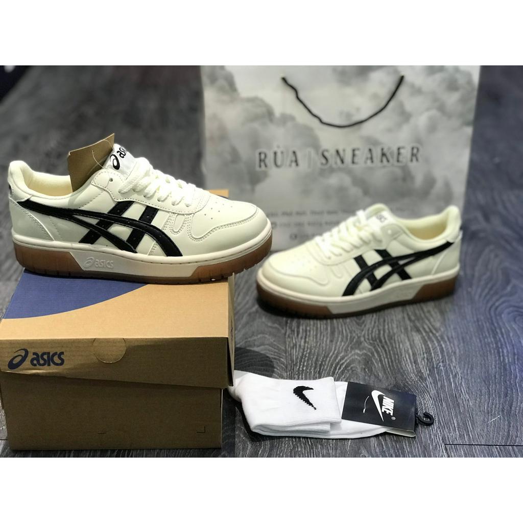 Siêu Phẩm Giày Thể Thao Sneaker Asics Court Mz Cream Black Gum Màu Kem Vạch Đen Đế Nâu Cao Cấp Ảnh Thật +freeship + Tặng