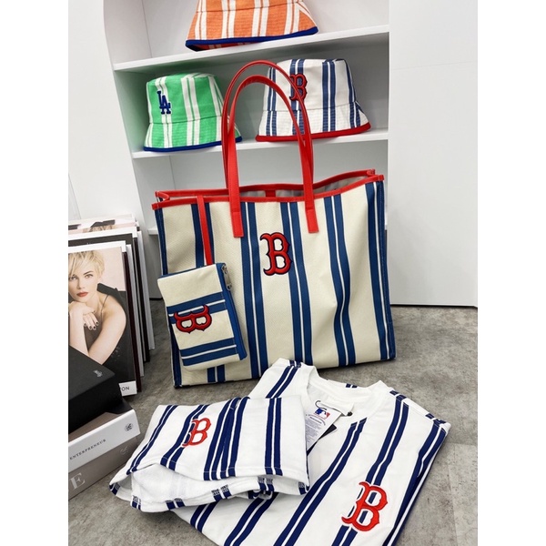 Túi vải MLB, Nón tròn BOSTON STRIPE TOTE BAG
