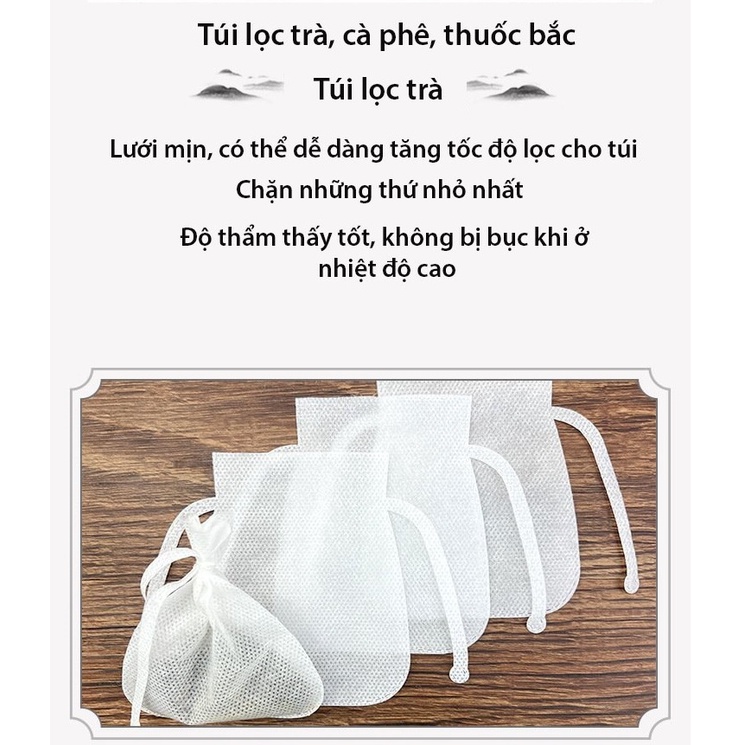 Combo 50 túi lọc trà, vải không dệt có dây thắt, kiểu dáng hũ có tai, tăng tốc độ lọc, thẩm thấy tốt - HVL TEA