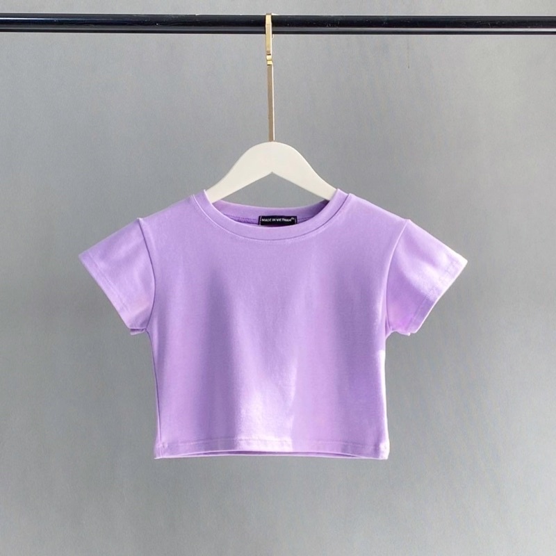 Áo croptop trơn body nữ tay ngắn đơn giản, chất thun rip cotton co giãn có size từ 40 đến 70kg