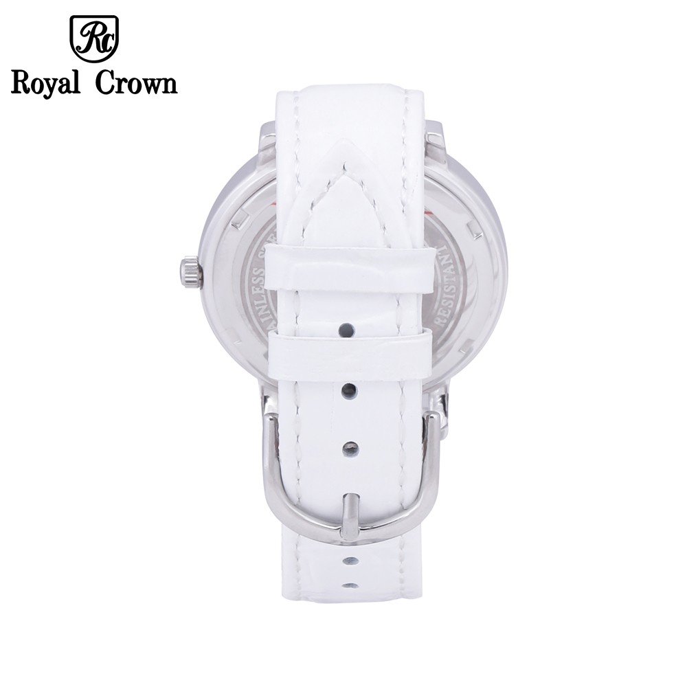 Đồng hồ nữ chính hãng Royal Crown 3632 dây da trắng vỏ trắng