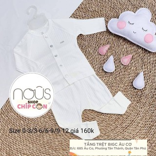6-9M Nous bộ cài thẳng dài trắng