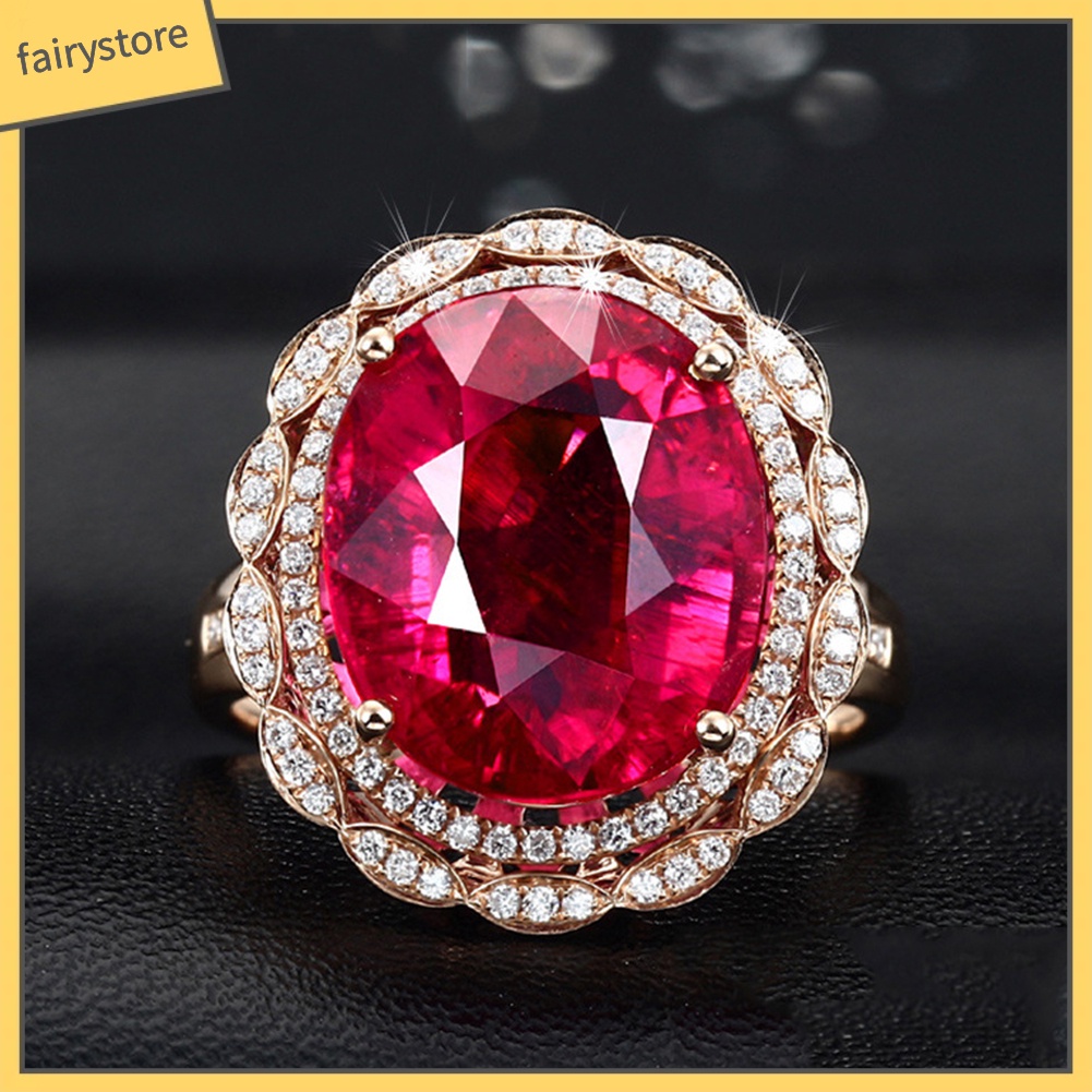 Nhẫn đính đá ruby giả thời trang sang trọng cho nữ