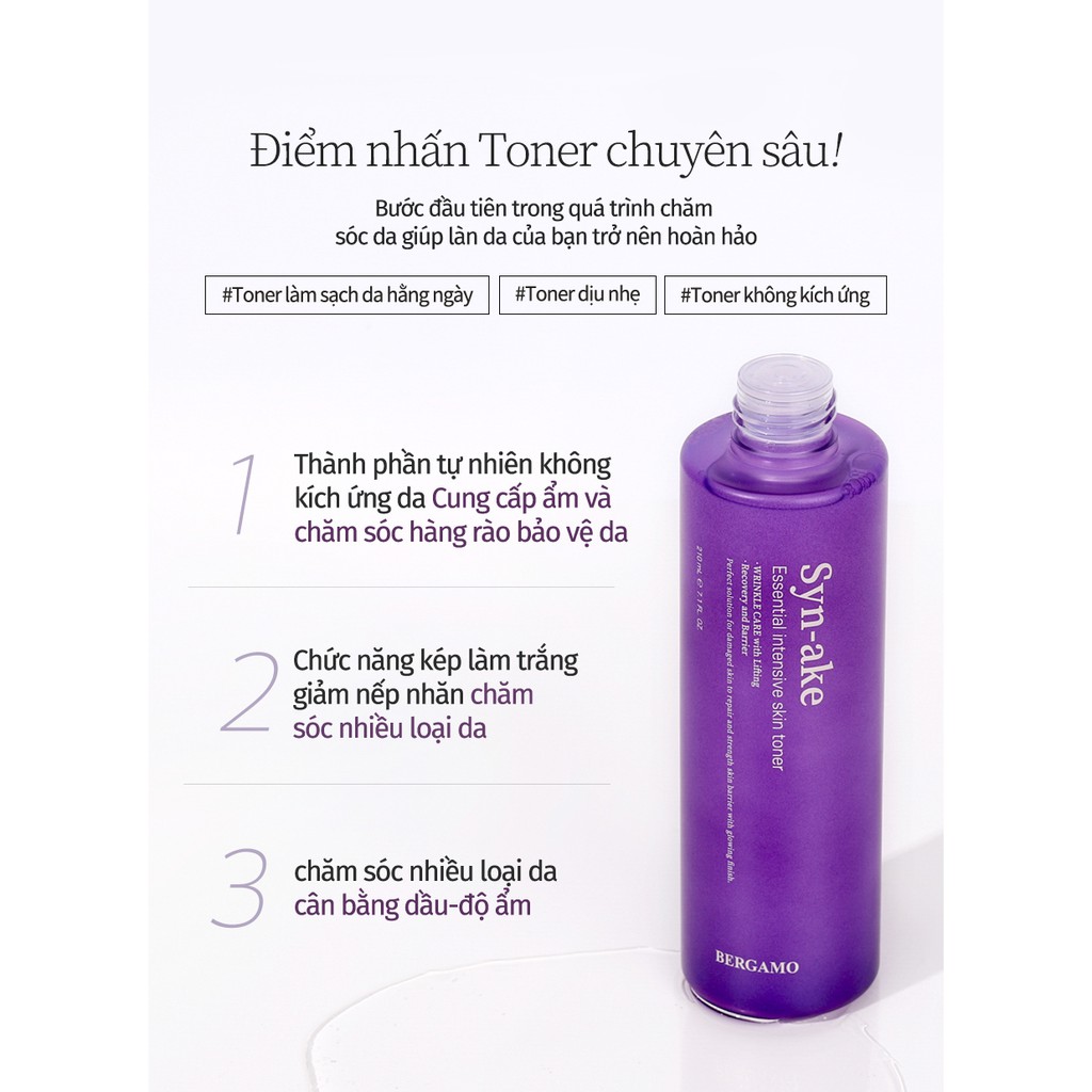 Toner Bergamo Sinake 210ml nuôi dưỡng da