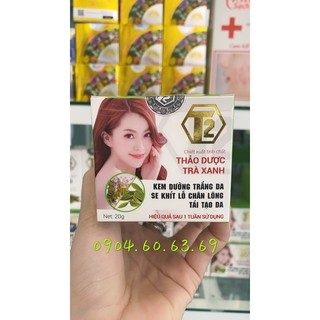 Kem THẢO DƯỢC TRÀ XANH T2 20g Dưỡng Trắng Da Se Khít Lỗ Chân lông Tái Tạo Da