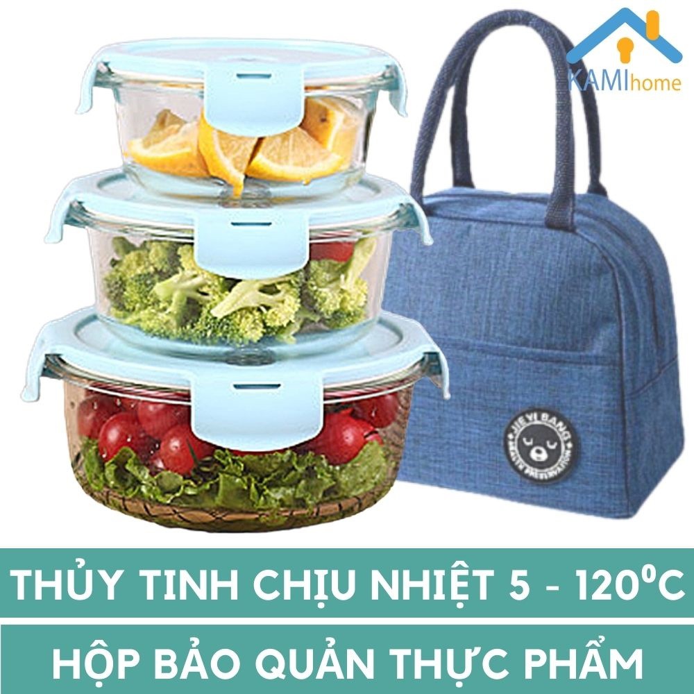 Hộp bảo quản thực phẩm Hộp đựng cơm văn phòng 1 ngăn Thủy tinh chịu nhiệt Nóng Lạnh-Nắp chân không mã 20070