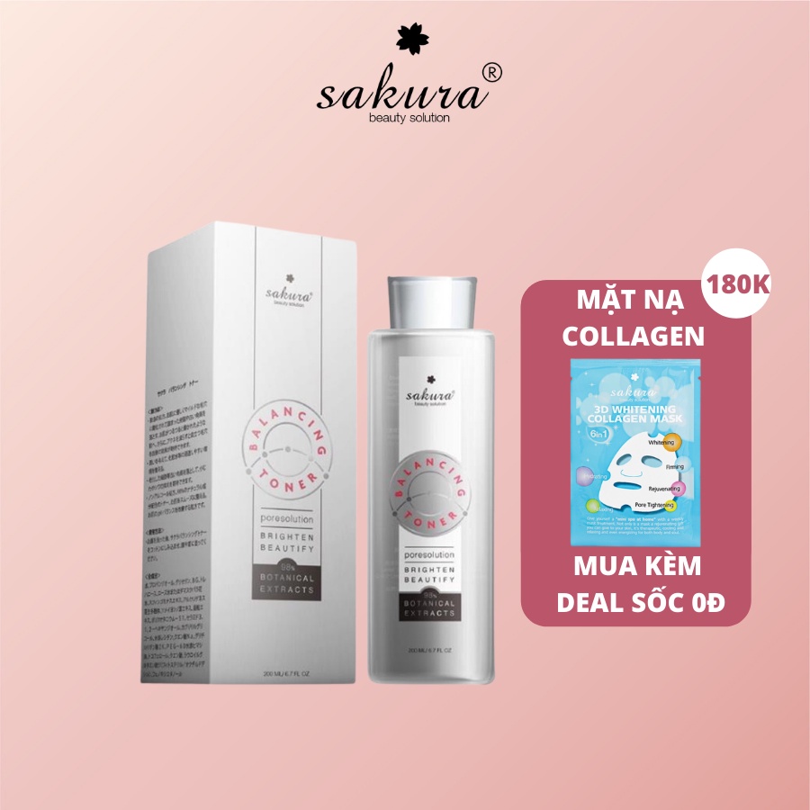 Nước cân bằng da Sakura Balancing Toner 2020 sáng da không chứa cồn 200ml