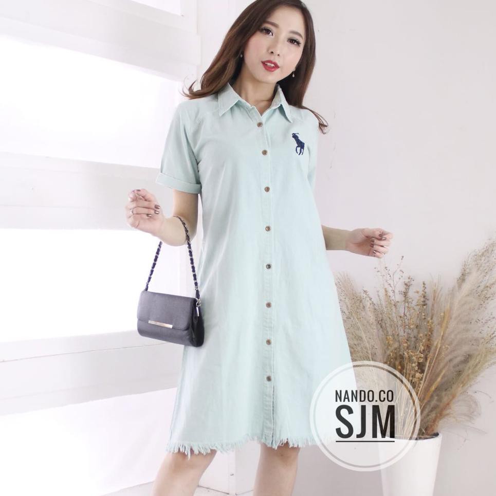 . Đầm jean tay ngắn in logo Nando size L XL 2XL 3XL