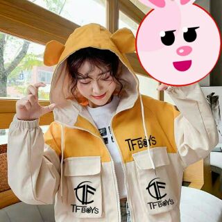 Áo khoác TFBOYS có mũ trùm tai thỏ phối thân in theo yêu cầu
