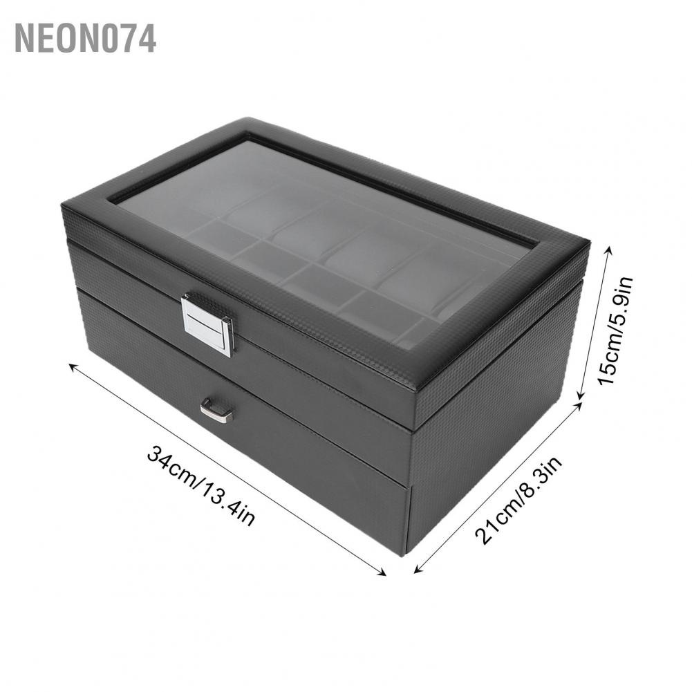 Hộp Trưng Bày Đồng Hồ 2 Tầng 24 Ngăn Có Nắp Trong Suốt Cho Nam Và Nữ