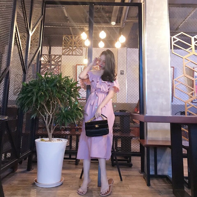 Đầm midi hồng