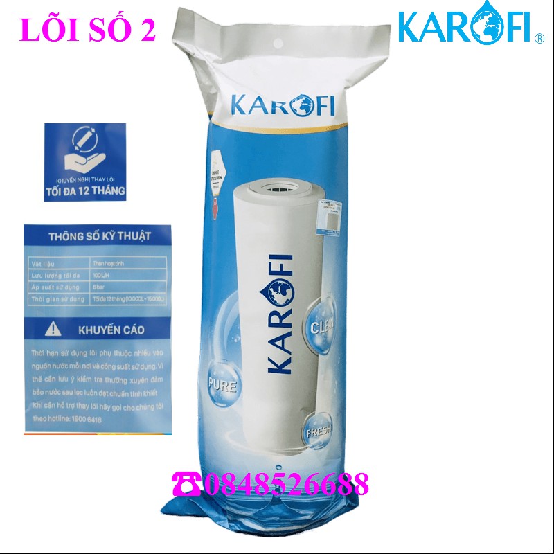 Bộ 3 Lõi lọc nước karofi 1,2,3 chính hãng- dùng cho máy lọc nước RO, hàng chính hãng giá rẻ