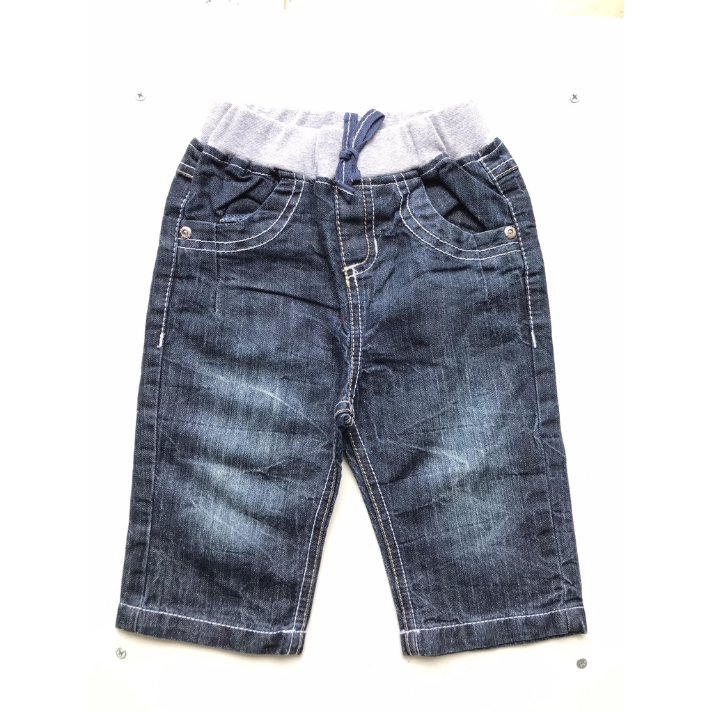 Quần jean bé trai bé gái cạp chun size nhí quần bò ngố lửng dài qua gối có thể làm quần short hàng Quảng Châu cao cấp