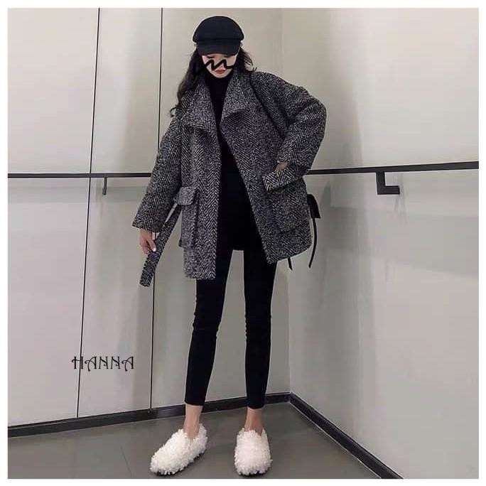 Áo Khoác Dạ Nữ 2 Lớp Cột Eo Phong Cách Hàn Quốc - Áo Khoác Túi Hộp Trẻ Trung, Hàng Quảng Châu Cao Cấp | Hanna | BigBuy360 - bigbuy360.vn