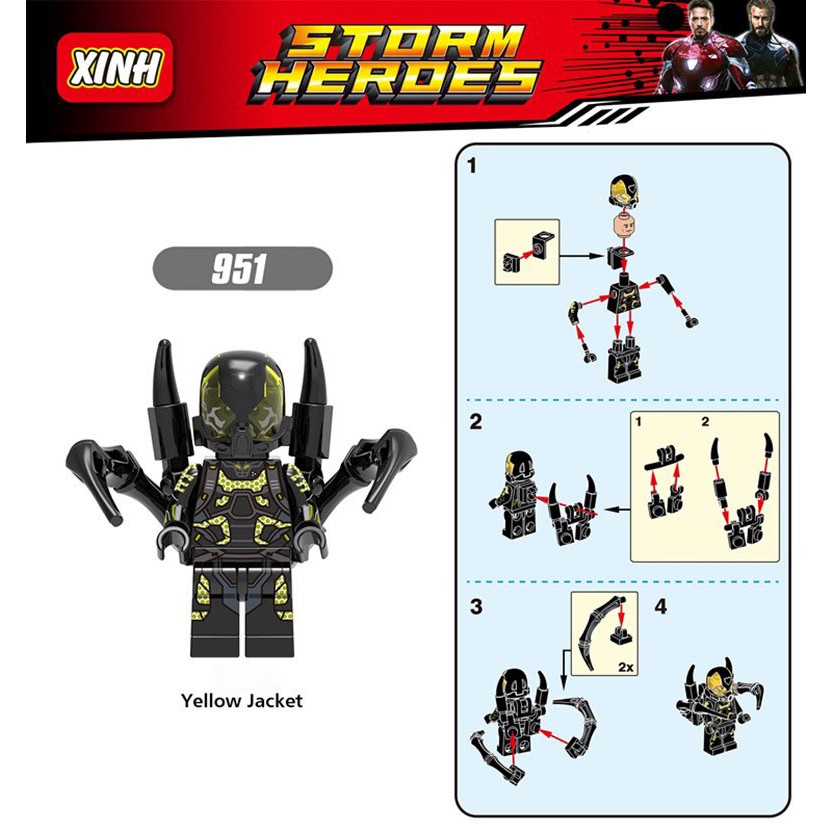 Minifigures T'Chaka, Observer, Jacket, Captain, Lee, Vulture, Vision, Pepper - Đồ chơi Lắp ghép Mini Iron Man XINH 0218