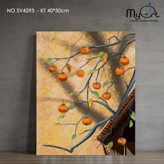Tranh trang trí tự tô màu cây Hồng trước cửa Myart SV4293