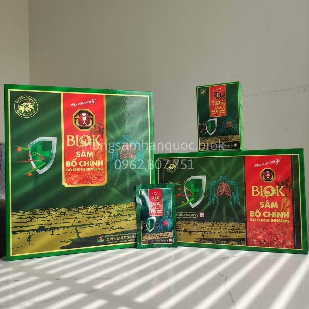 Nước uống sâm Bố Chính tăng cường sức khỏe BIOK 30 gói 70ml, Tinh chất sâm bồi bổ khí huyết, Hộp quà biếu người lớn tuổi