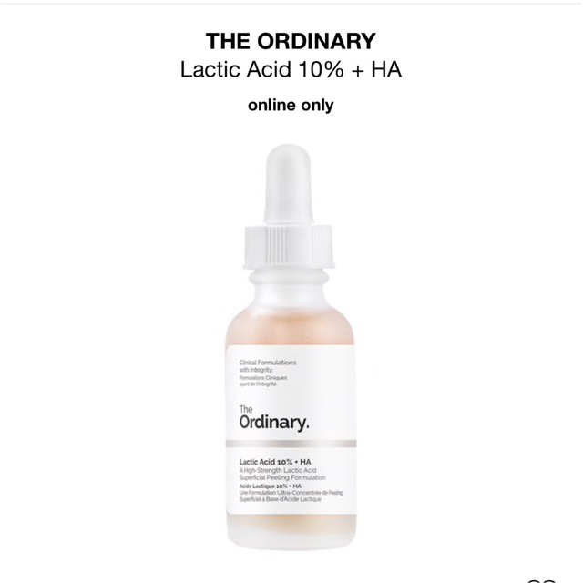 The Ordinary - Lactic Acid 10% + HA 2% - Serum Làm Sáng Da