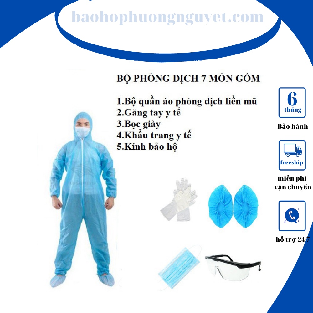 Quần áo bảo hộ y tế chống tĩnh điện từ đầu đến chân (7 món)