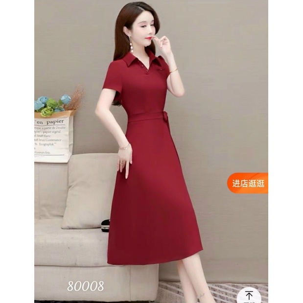 Mẫu mới đầm cổ bẻ có dây thắt eo tạo điểm nhấn sang trọn