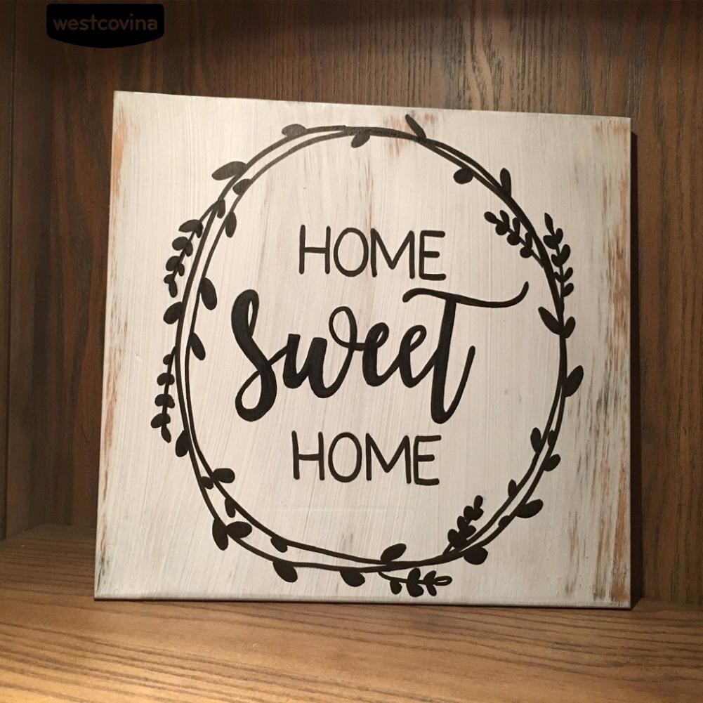 Bảng Gỗ Vuông In Chữ Home Sweet Home Cho Trang Trí