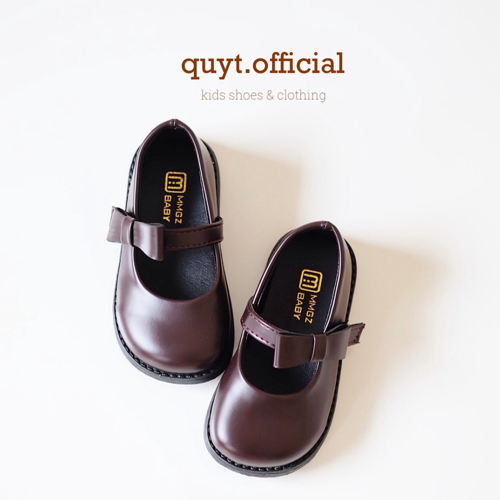 [Có sẵn/Size21-30] Giày búp bê nơ bé gái phong cách preppy cổ điển tiệm nhà Quýt