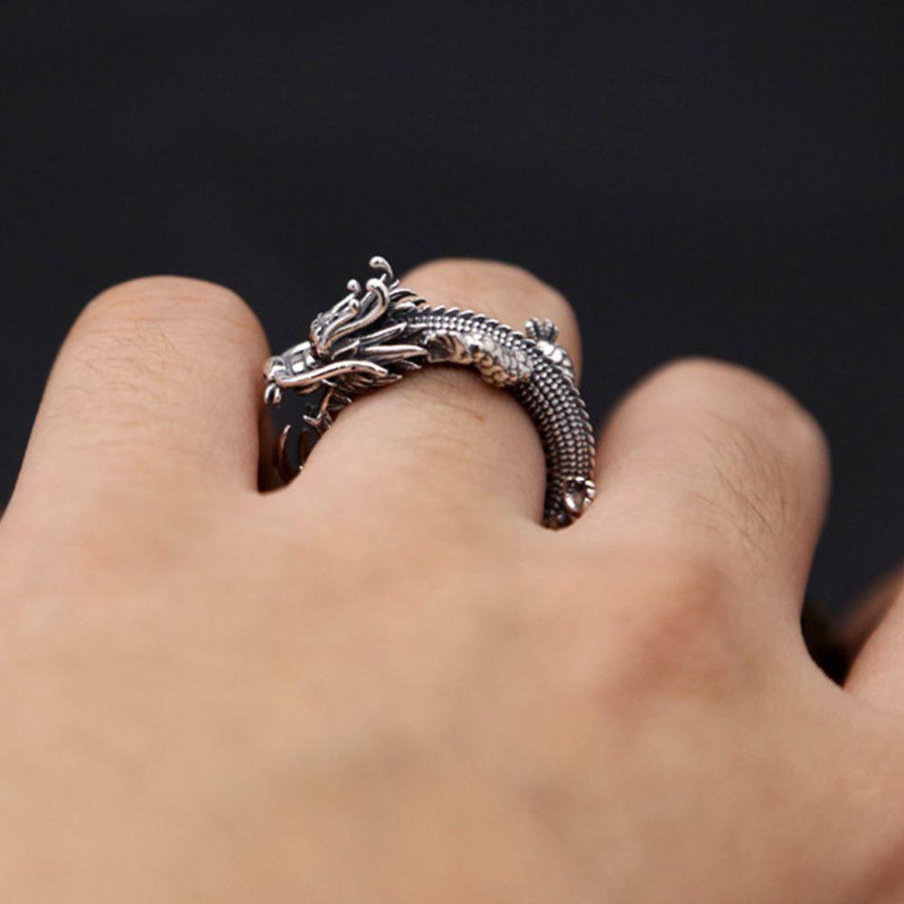 Nhẫn Hình Đầu Rồng Độc Đáo Phong Cách Punk Cổ Điển