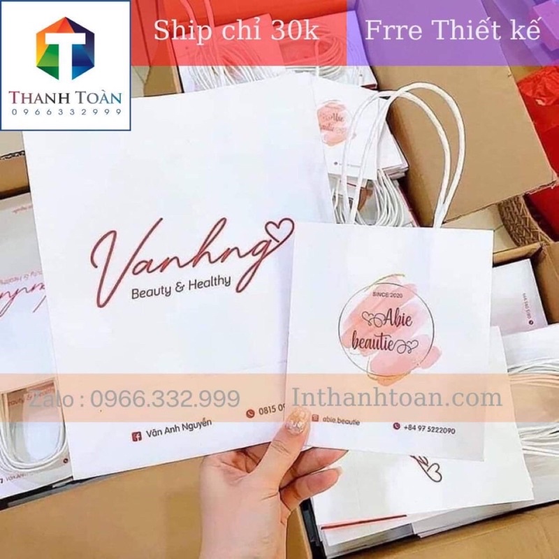 In túi giấy theo yêu cầu , túi giấy kraft mini , đựng son , mĩ phẩm , đựng quần áo , màu trắng đỏ hồng