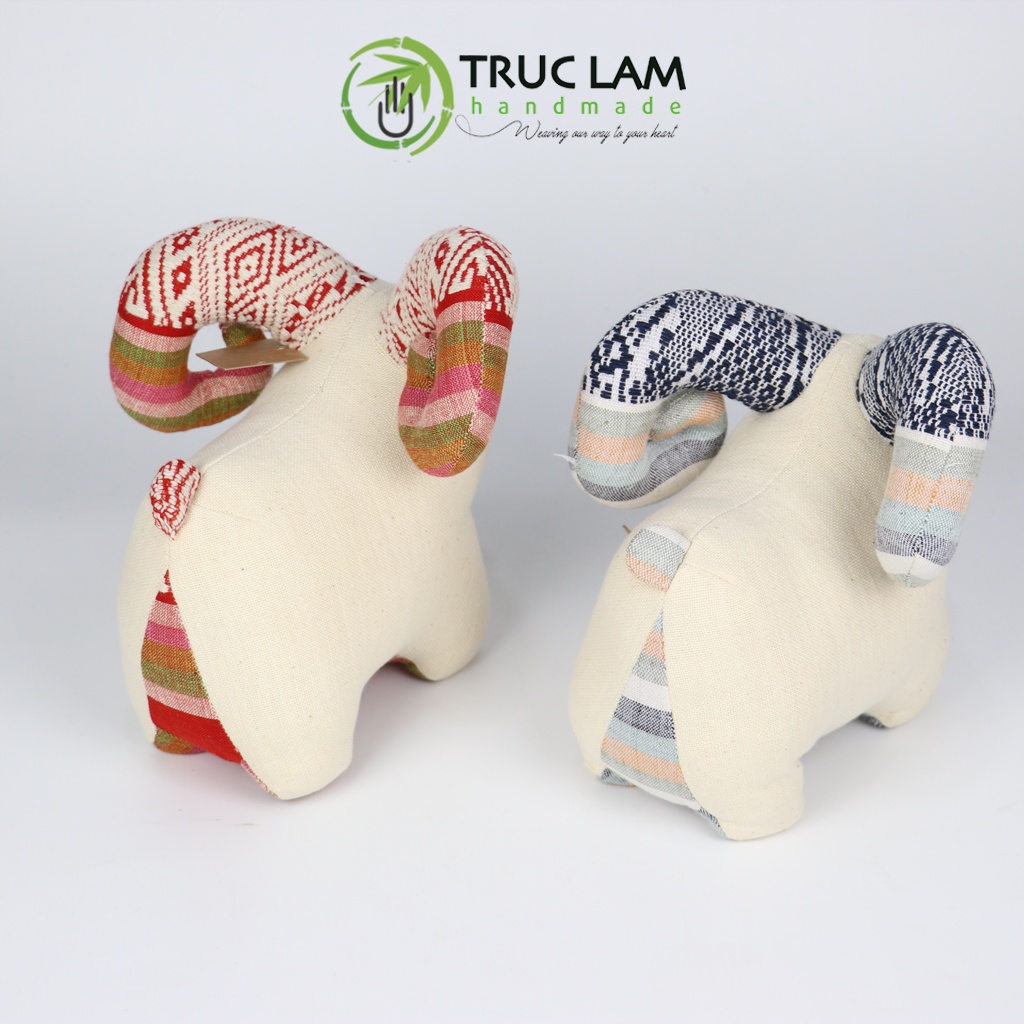 Đồ Chơi Cho Bé Thú Nhồi Bông Hình Dê Vải Thổ Cẩm Dệt Tay Bông Gòn Cao Cấp – Trúc Lâm Handmade