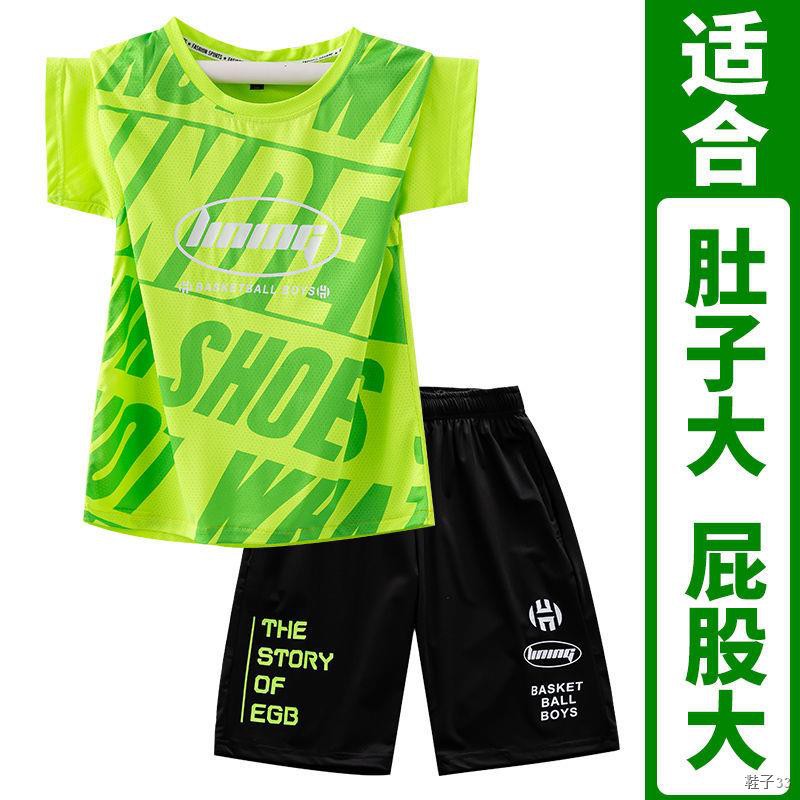 Bộ quần áo thể thao cậu bé béo mùa hè nhanh khô cộng với phân bón để tăng độ lỏng lẻo đồng phục bóng rổ big size