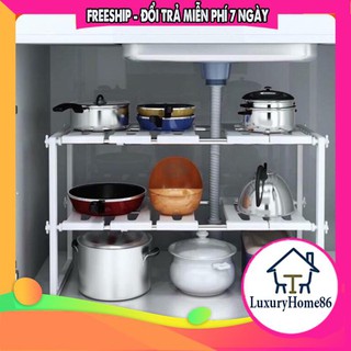 [MẪU MỚI] Kệ để xoong nồi gầm bếp ga hình chữ nhật điều chỉnh độ dài tùy ý l Kệ úp xoong nồi gầm bếp