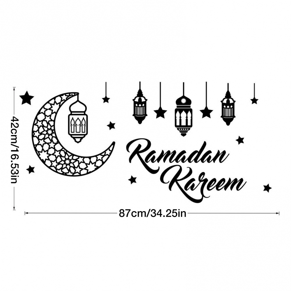 Miếng Dán Tường Trang Trí Hình Mặt Trăng Và Ngôi Sao Hiệu Ứng Gương Acrylic Phong Cách Hồi Giáo