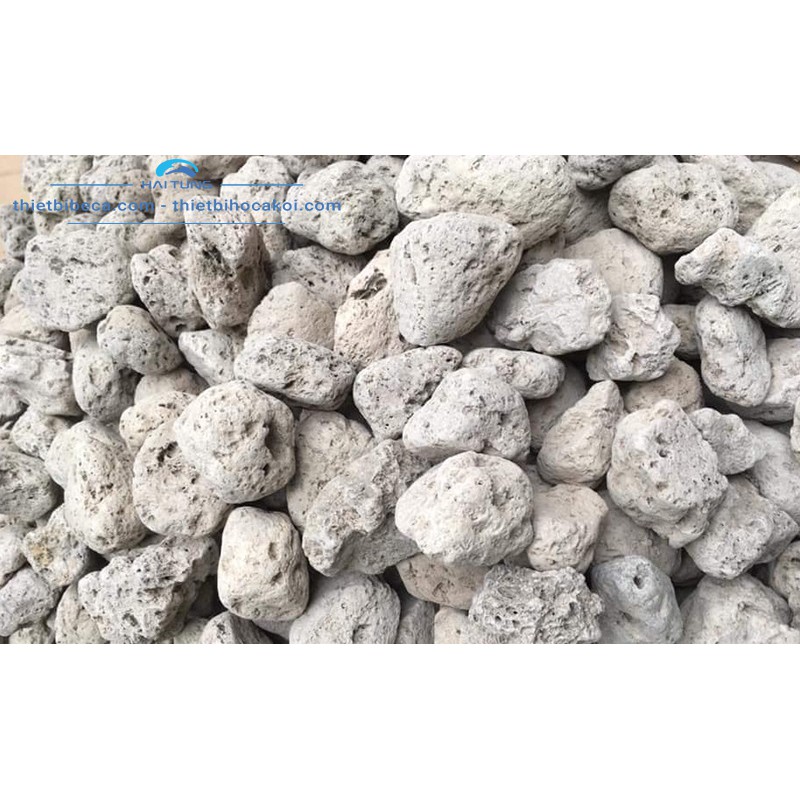 Đá lông vũ - nham thạch trắng túi 1kg. Vật liệu lọc nước hồ Koi, bể thủy sinh