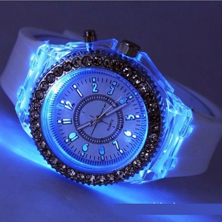 Đồng Hồ Quartz Geneva Đính Đá Có Gắn Đèn Led