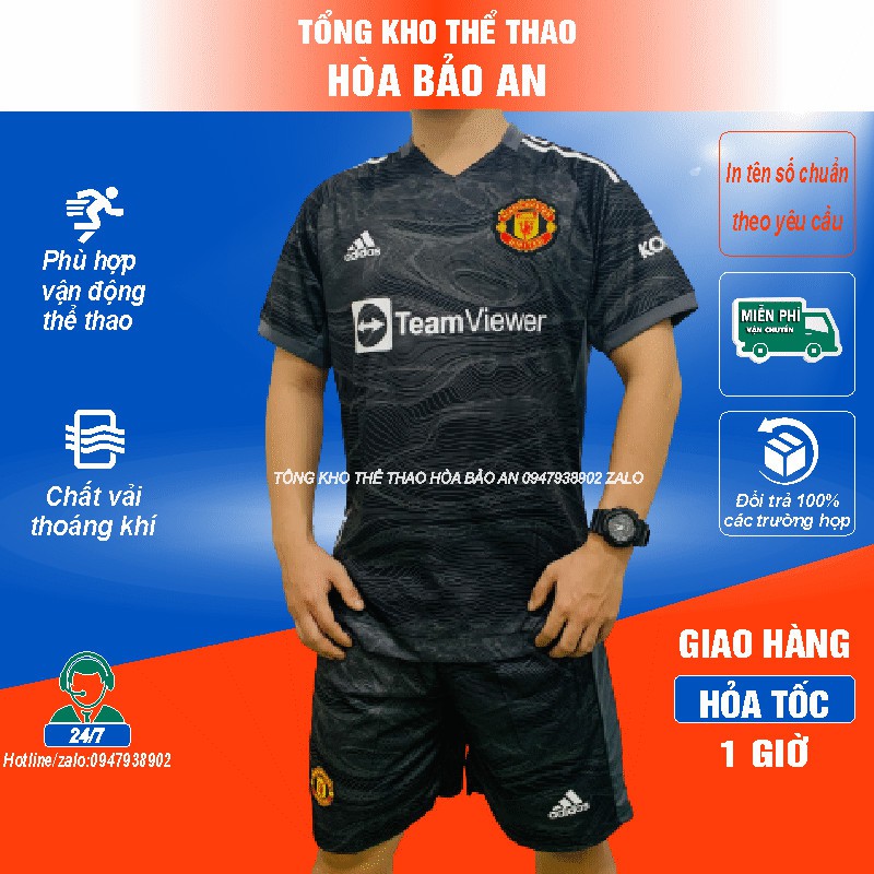 Set Bộ Quần Áo Thủ Môn De Gea 2022/ Feeship/ Bộ Quần Áo Thủ Môn Mu Màu Xám Đen 2021/22 mẫu mới nhất phom 43-90kg